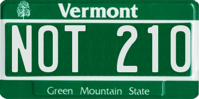 VT license plate NOT210