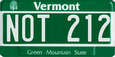 VT license plate NOT212