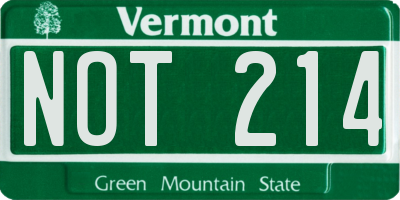 VT license plate NOT214