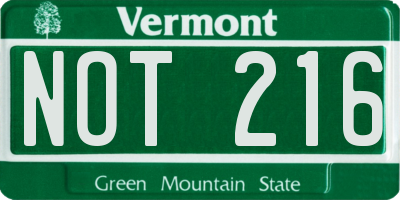 VT license plate NOT216
