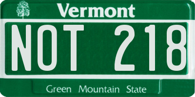 VT license plate NOT218