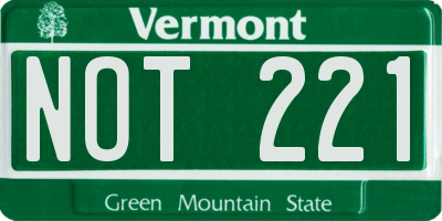 VT license plate NOT221
