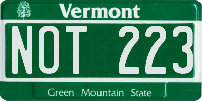 VT license plate NOT223