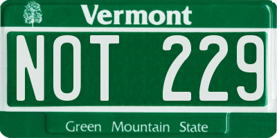 VT license plate NOT229