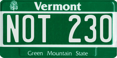VT license plate NOT230