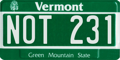 VT license plate NOT231