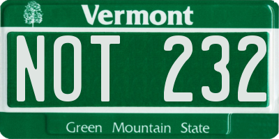 VT license plate NOT232