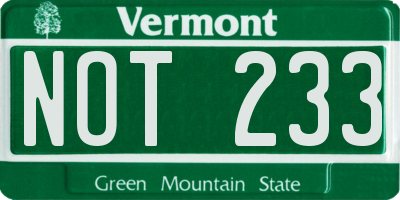 VT license plate NOT233