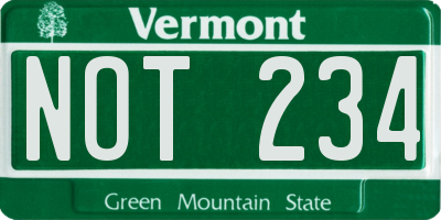 VT license plate NOT234