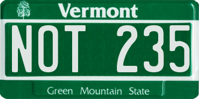 VT license plate NOT235