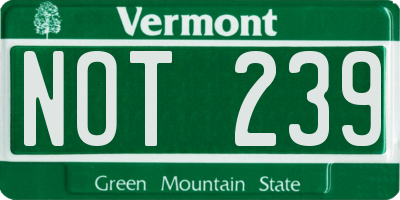 VT license plate NOT239
