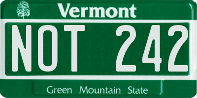 VT license plate NOT242