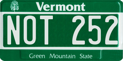 VT license plate NOT252