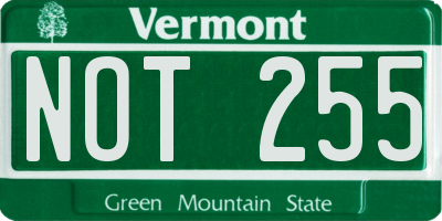 VT license plate NOT255