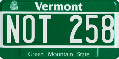 VT license plate NOT258