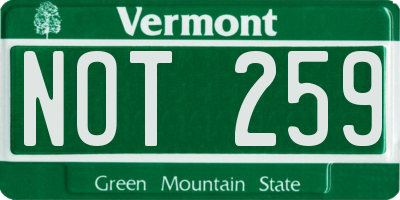 VT license plate NOT259
