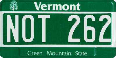 VT license plate NOT262