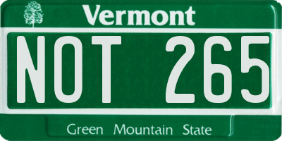 VT license plate NOT265