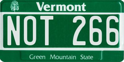 VT license plate NOT266