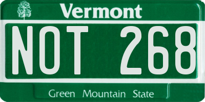 VT license plate NOT268
