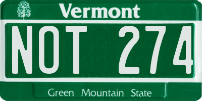 VT license plate NOT274