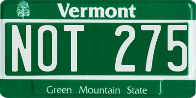 VT license plate NOT275