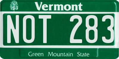 VT license plate NOT283