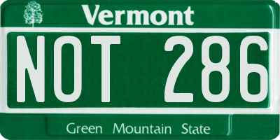 VT license plate NOT286