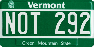 VT license plate NOT292