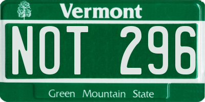 VT license plate NOT296