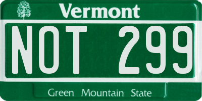 VT license plate NOT299
