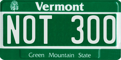 VT license plate NOT300