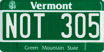 VT license plate NOT305