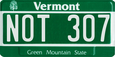 VT license plate NOT307