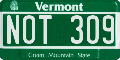 VT license plate NOT309