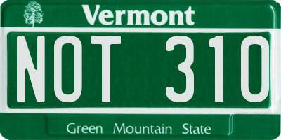 VT license plate NOT310