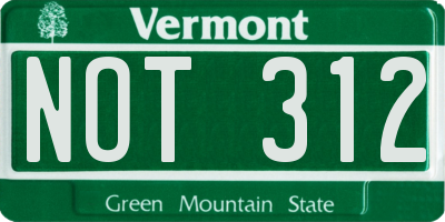 VT license plate NOT312