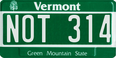 VT license plate NOT314