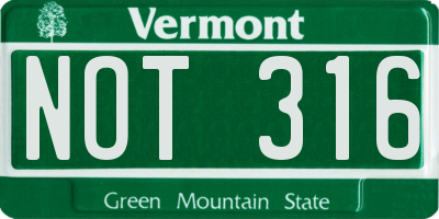 VT license plate NOT316