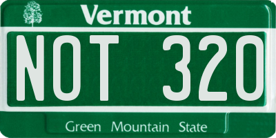 VT license plate NOT320
