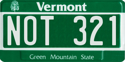 VT license plate NOT321