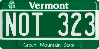 VT license plate NOT323