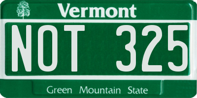 VT license plate NOT325