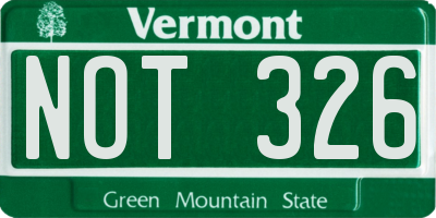 VT license plate NOT326
