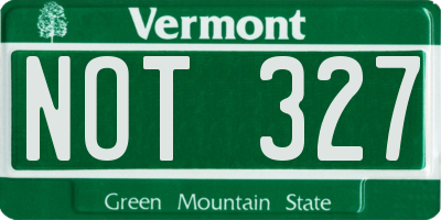 VT license plate NOT327