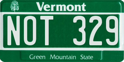 VT license plate NOT329