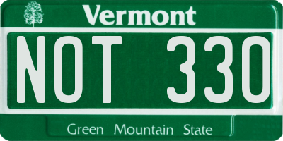 VT license plate NOT330