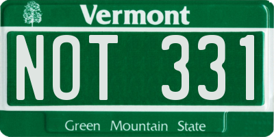 VT license plate NOT331
