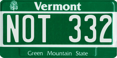 VT license plate NOT332