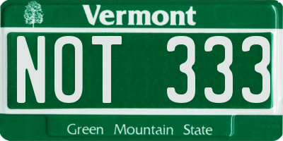 VT license plate NOT333
